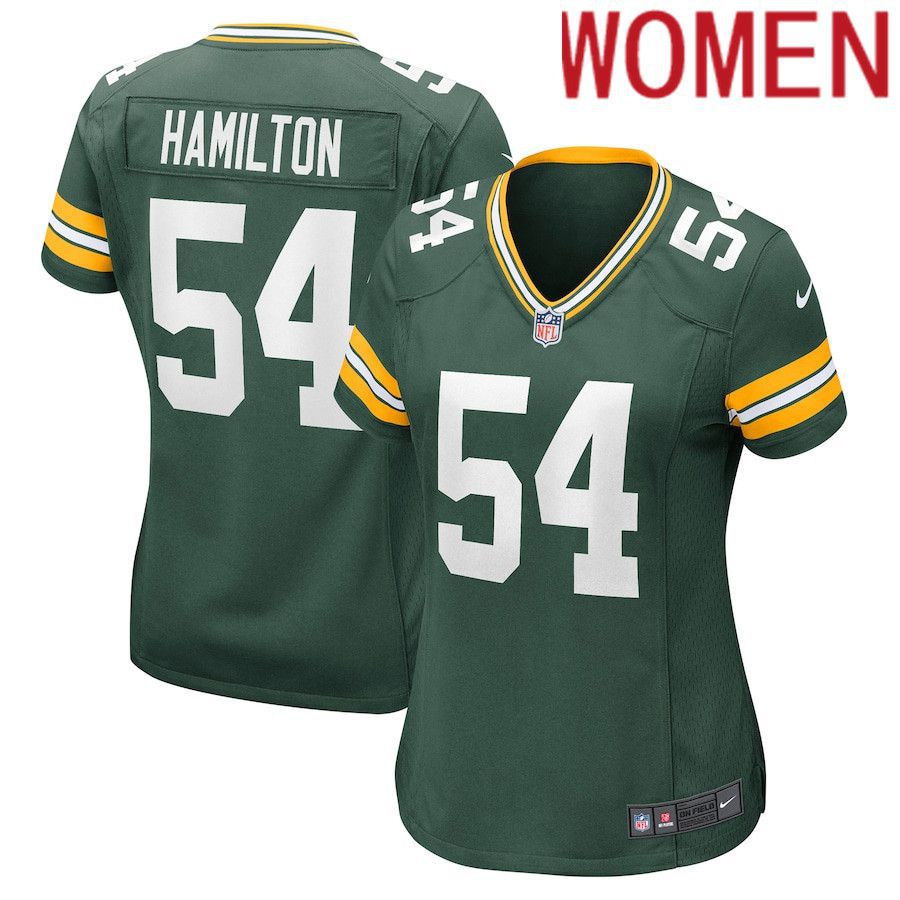 Women Green Bay Packers #54 La Darius Hamilton Nike Green Game NFL Jersey->women nfl jersey->Women Jersey